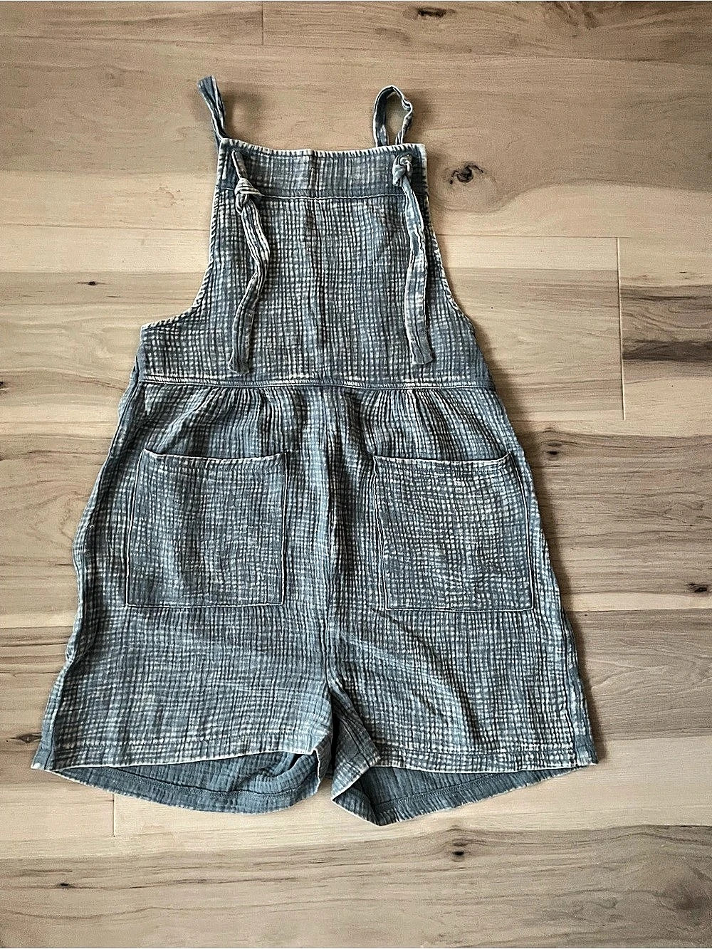 Zenana Woven Double Gauze Acid Washed Romper Gray Small